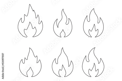 Fire icon vector set, Fire flame icons bundle