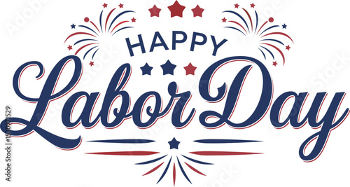 Happy Labor Day creative typography design, USA with motivational text, USA holiday. United States national flag colors and hand lettering text design. vector illustration