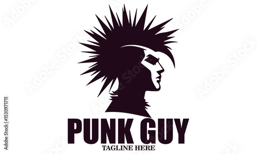 Punk rock icon. Punk guy vector illustration, Punk guy logo design