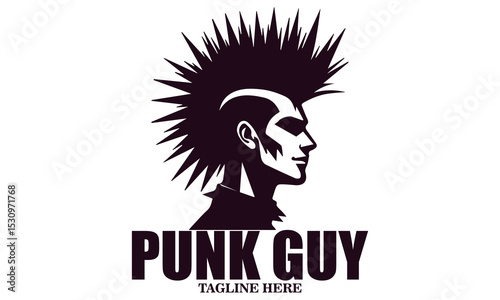 Punk rock icon. Punk guy vector illustration, Punk guy logo design