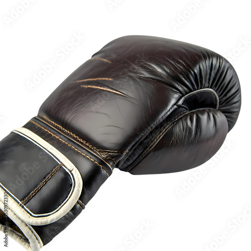 Vintage Brown Leather Boxing Glove: Close-up Detail Shot for Sports & Fitness Branding