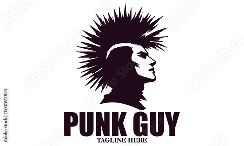 Punk rock icon. Punk guy vector illustration, Punk guy logo design