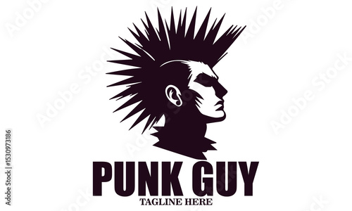 Punk rock icon. Punk guy vector illustration, Punk guy logo design