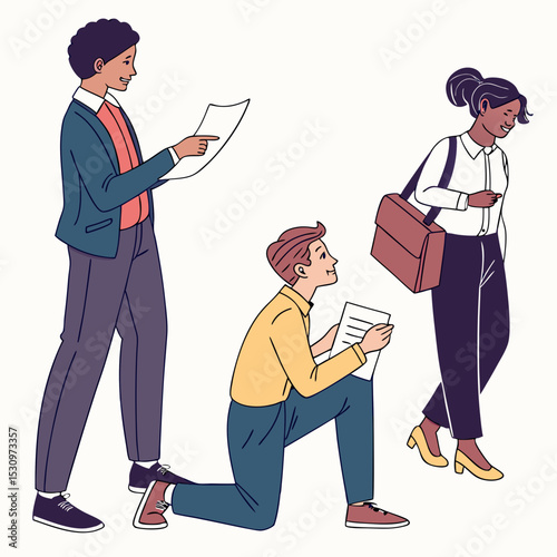 Work Hiring Concept. Young men and women send out resumes and look for vacancies to get job. Professional employees or human resources. Best candidate .