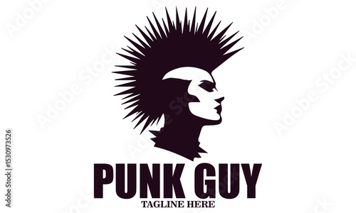 Punk rock icon. Punk guy vector illustration, Punk guy logo design