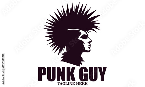 Punk rock icon. Punk guy vector illustration, Punk guy logo design