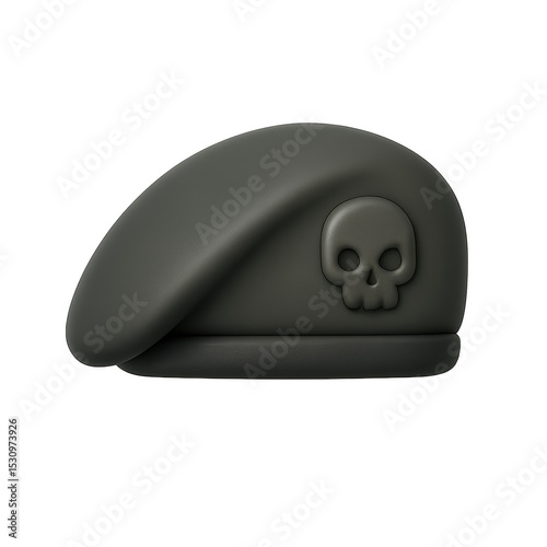 Skull Beret: A 3D-rendered military beret with a skull badge, perfect for representing toughness, rebellion, and individuality. 