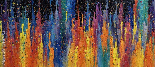 Colorful abstract painting with vibrant splashes