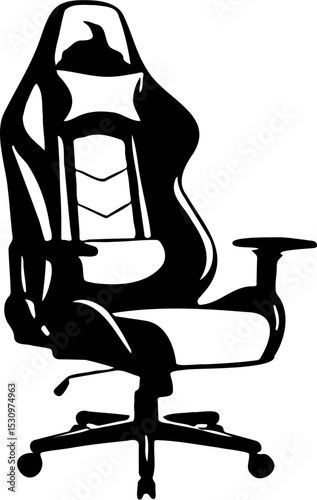 silhouette vector illustration of a gaming chair, Isolated on white