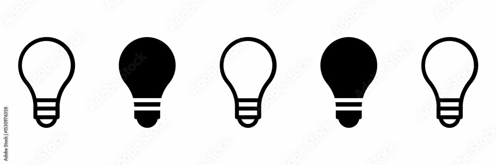 Obraz premium light bulb idea, Lightbulb Icon Set, icons of bulbs, set of bulbs, bulbs, light bulb, bulbs icons, Bulb lamp icon, Electric lamp, light, innovation. Idea light bulb icon vector illustration 