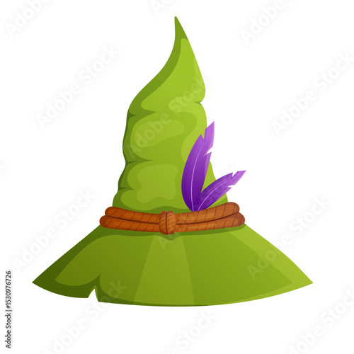 Cartoon witch hat vector illustration. Halloween Magic Clipart. Fantasy design element isolated.