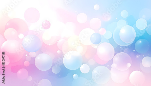 Abstract Pastel Bubble Background Soft Pink, Blue, and White Bokeh Lights