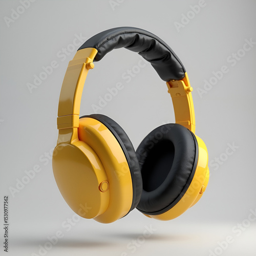 3D looping and seamless animation of a modern yellow wireless over-ear headphone, showcasing product details isolated on a grey background