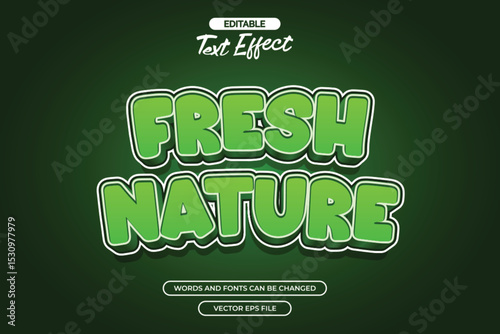 Fresh nature editable text effect with green cartoon text style