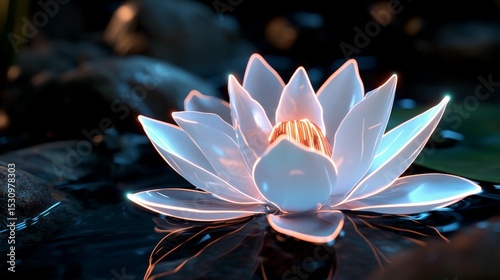Glowing Lotus Flower in Water