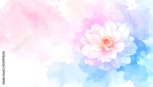 Pastel Watercolor Flower Painting Soft Pink and Blue Floral Art