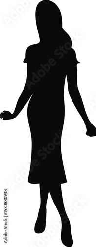 A stylish silhouette of a woman in a midi dress, likely for fashion or lifestyle use.