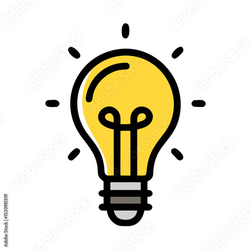 Vector illustration of light bulb, isolated on white background 