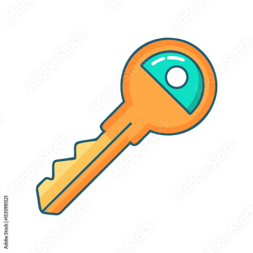Vector illustration of house key, isolated on white background