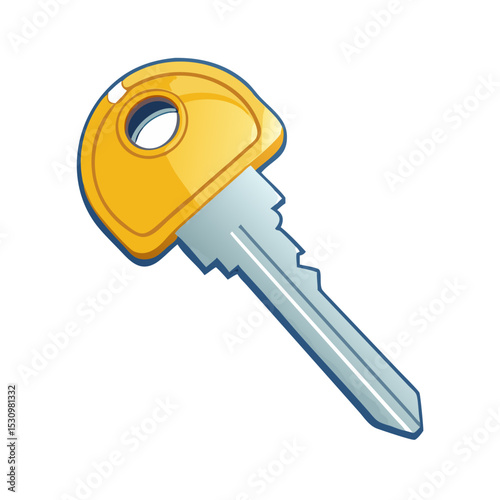 Vector illustration of house key, isolated on white background