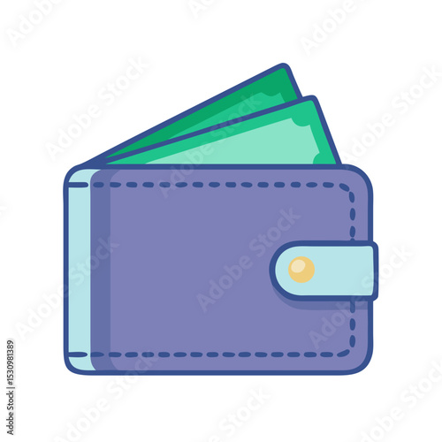 Vector illustration of wallet, isolated on white background