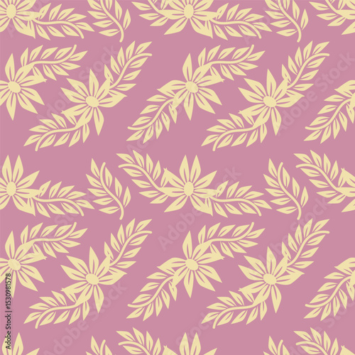 textile design with cute silhouette foliage pattern image
