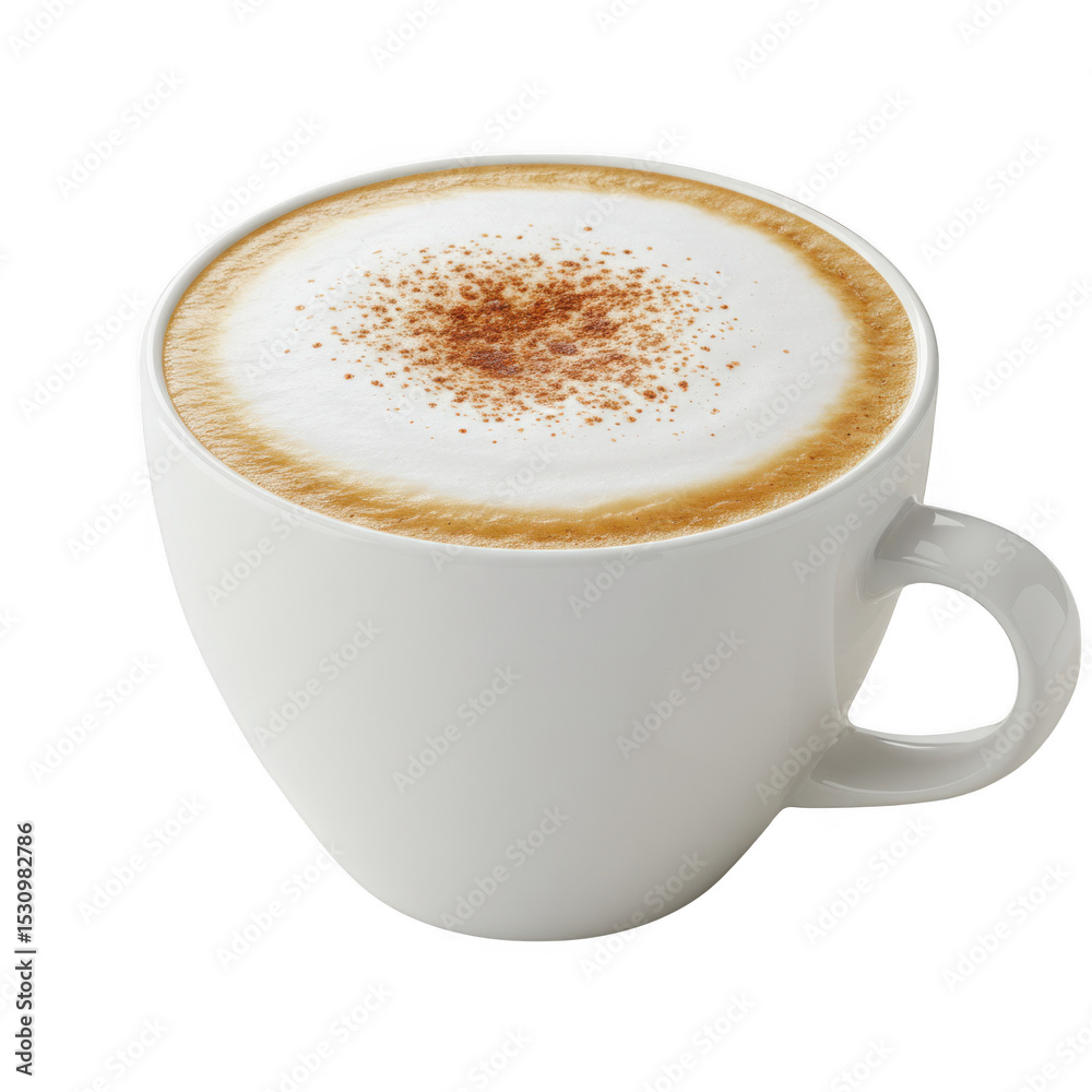 Fototapeta premium Cup of cappuccino with cinnamon powder isolated on transparent background