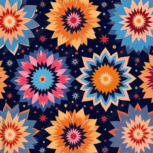Wallpaper Mural boho flower animation, 70s vector background, psychedelic flower loop, retro spinning floral, vintage floral video, fast rotation vector flower, colorful boho loop, hippie flower motion, seamless boho Torontodigital.ca