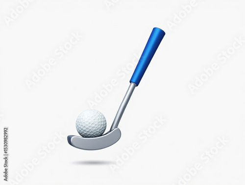 Silver Golf Putter with Blue Grip and Golf Ball