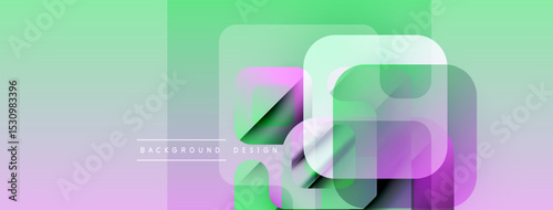 Abstract geometric shapes overlap, creating vibrant gradient background. Soft pastel colors blend smoothly, modern design element.