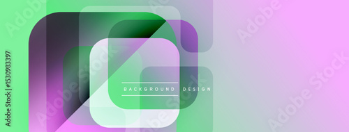 Abstract geometric shapes overlap, creating vibrant pastel color gradients. Modern design elements suggest digital art, background texture.