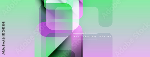 Abstract geometric shapes overlap, creating soft gradient background. Pastel colors blend smoothly, modern design element.