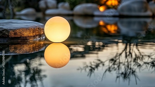 Serene Floating Glow: Water Reflection