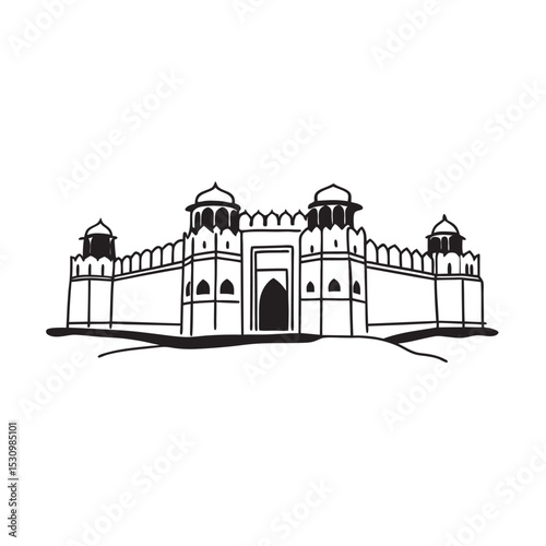 line art of indian historical fort