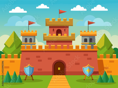 cartoon fortress wall