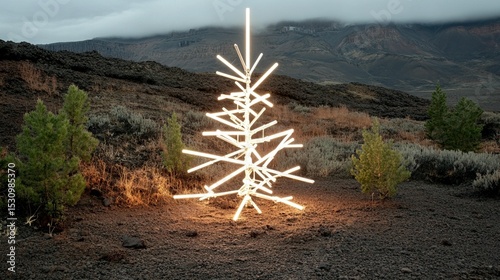 Illuminated Desert Tree Sculpture