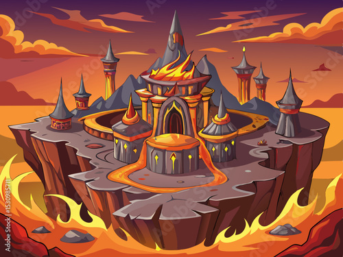 castle on volcano crater