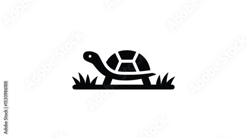 Tortoise Icon: Simple Black and White Vector Graphic