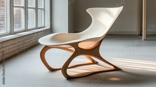 Sculptural Lounge Chair: Modern Wood & Plastic Design