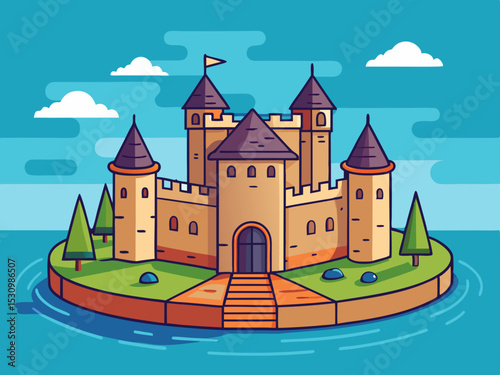 castle with moat and bridge