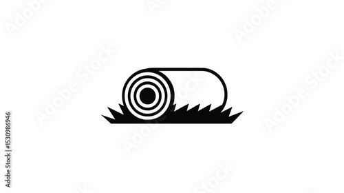 Hay Bale Icon: Simple, Vector Graphic of Rolled Hay in Grass