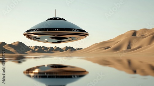 UFO over Desert Lake