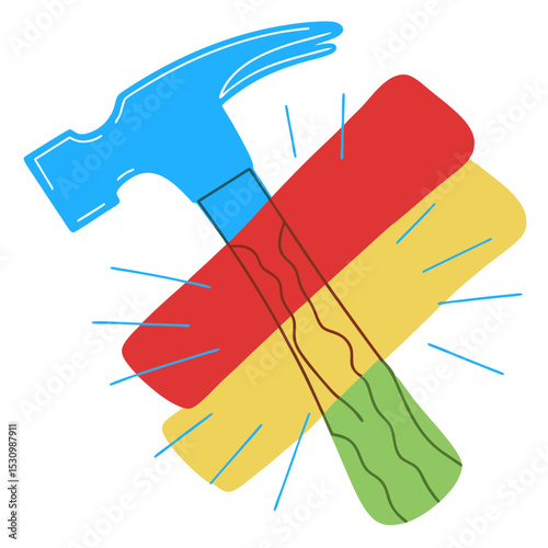 Colorful hammer and chisel icon representing Labor Day celebration  