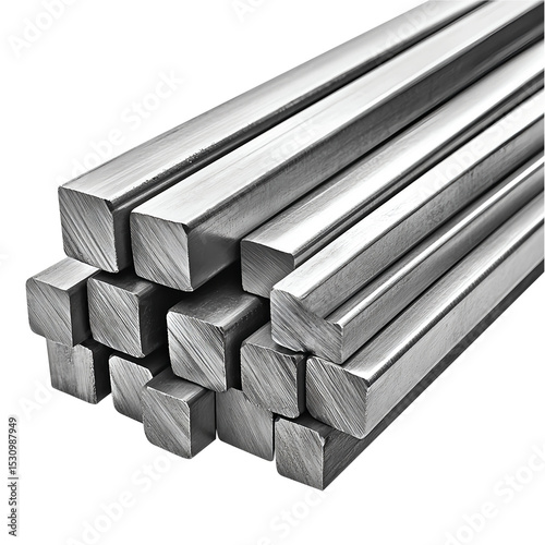 Metal Bars on White Background. On a White or Clear Surface PNG Transparent Background