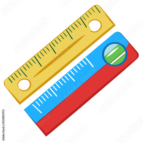 Two colorful rulers in flat design for educational use  