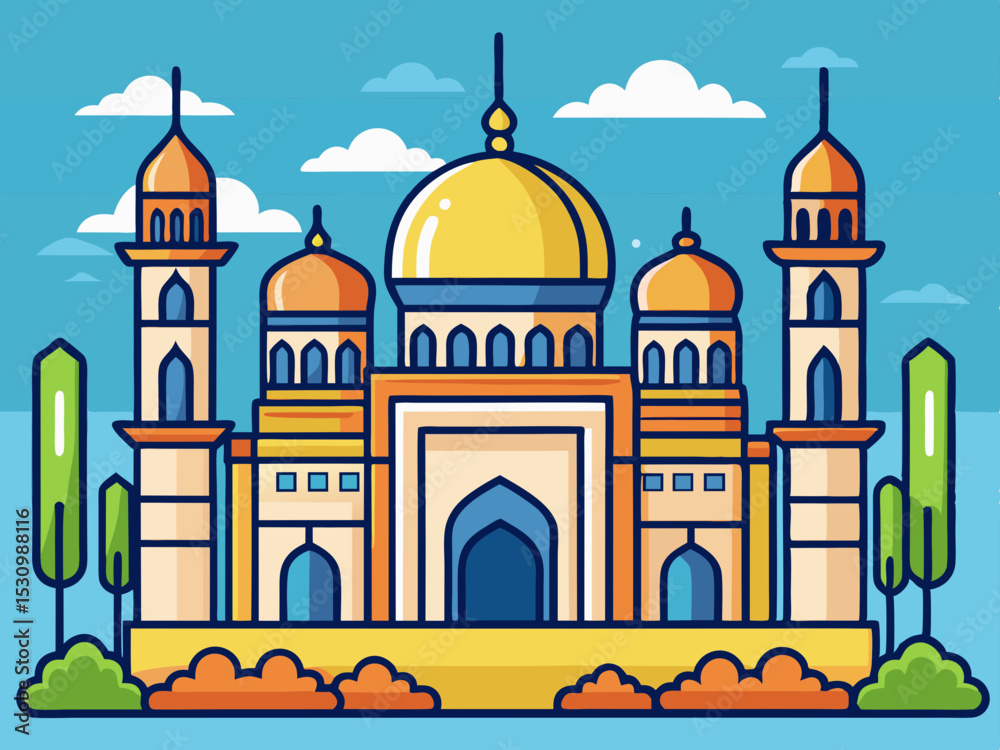 Obraz premium doodle mosque with minarets