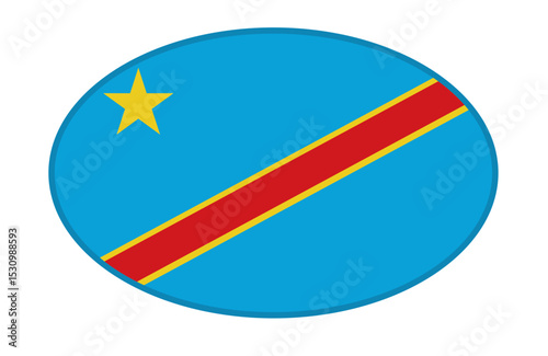 Democratic Republic of the Congo flag ellipse shaped. vector	