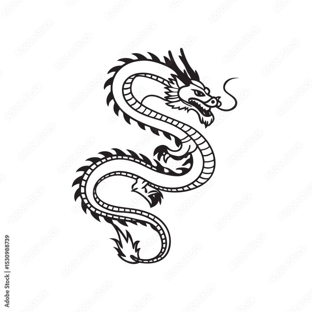 Obraz premium line art of japanese dragon