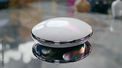 Sleek White Disc with Metallic Rim