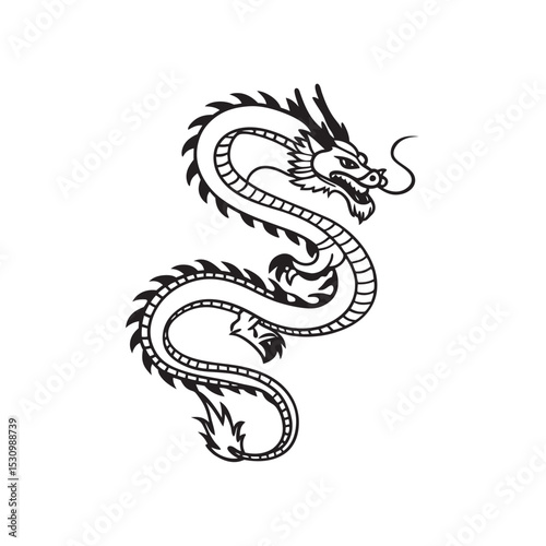 line art of japanese dragon